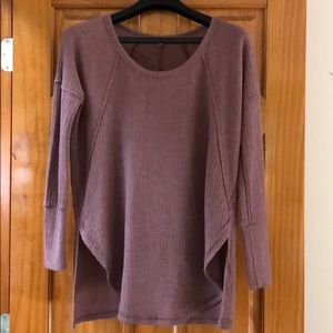 Thermal shirt, waffle print, heathered maroon